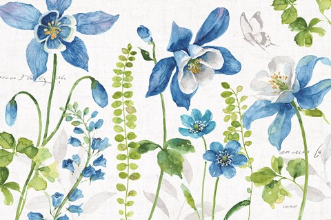 Framed Blue and Green Garden I Print