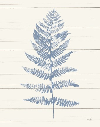 Framed Fern Print II Blue Crop Print