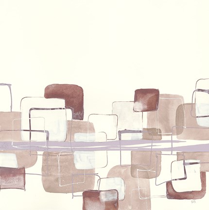 Framed Placid Boxes I Blush Print