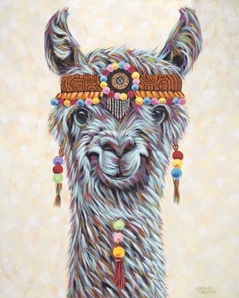Framed Hippie Llama I Print