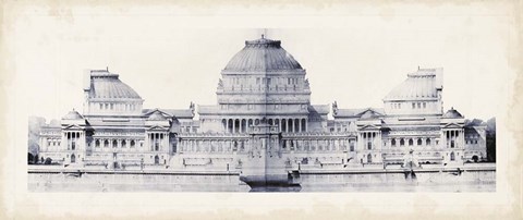 Framed Les Grand Prix de Rome in Blue I Print