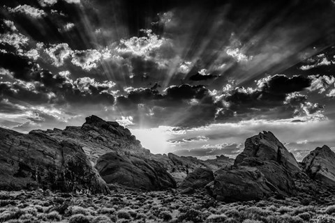 Framed Valley Of Fire 3 Black &amp; White Print