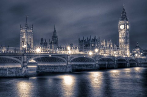 Framed Houses of Parliament at Night Print
