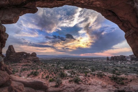 Framed Sunset Through Window Arch Print