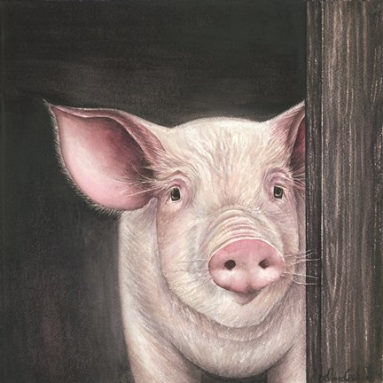 Framed Farm Animal - Pig Print