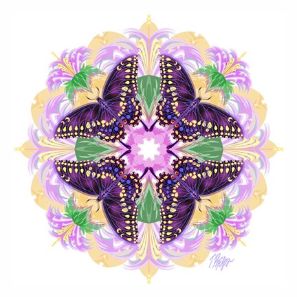Framed Pink Petal Swallowtail Mandala Print