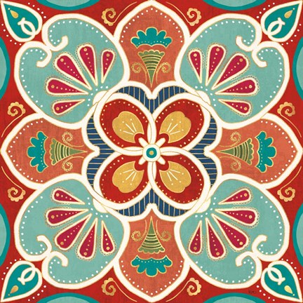 Framed Folk Floral VII Print