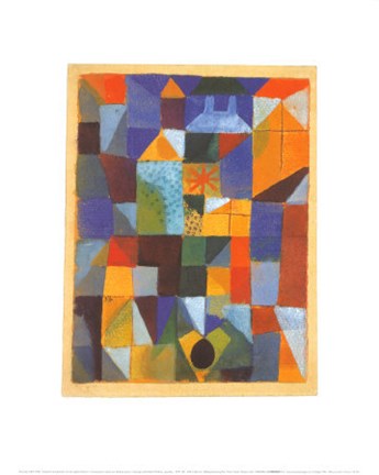 Framed Cityscape with Yellow Windows Print