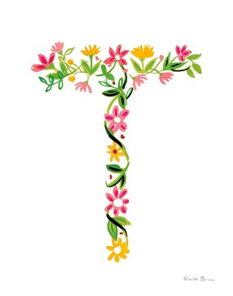 Framed Floral Alphabet Letter XX Print