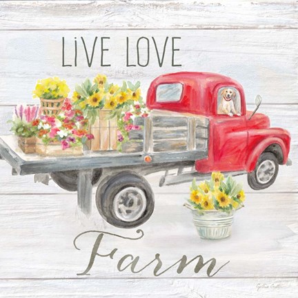 Framed Vintage Truck Sentiment I (red) Print