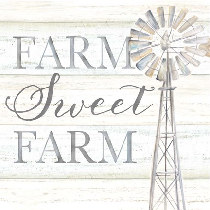 Framed Windmill Farm Sweet Farm Sentiment Print