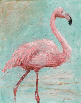 Framed Pink Flamingo I Print