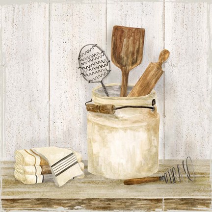 Framed Vintage Kitchen I Print