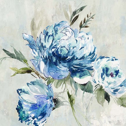 Framed Blue Peony I Print