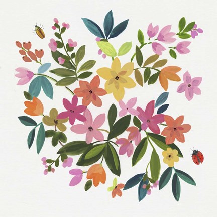 Framed Folky Flowers II Print