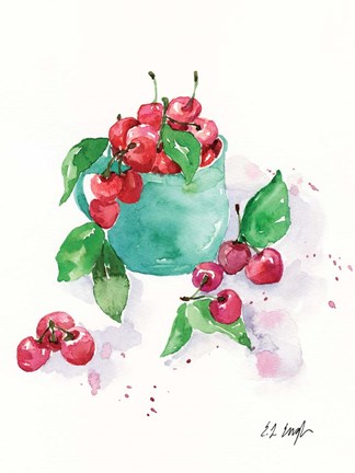 Framed Cup of Cherries Print