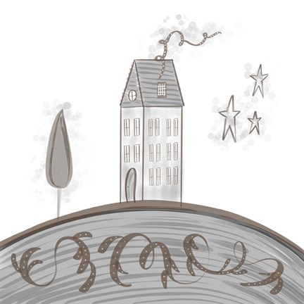 Framed Primitive House on Hill Print