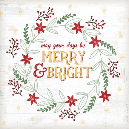 Framed Merry and Bright Print