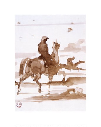 Framed Study of Horses and Joc Print