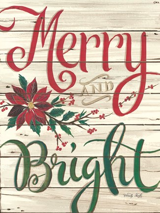Framed Merry &amp; Bright Shiplap Print
