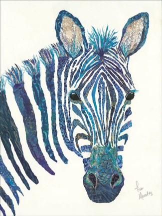 Framed Blue Zebra Print