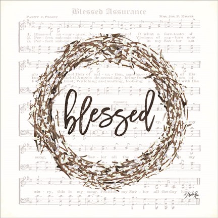 Framed Blessed Assurance Bless Wreath Print