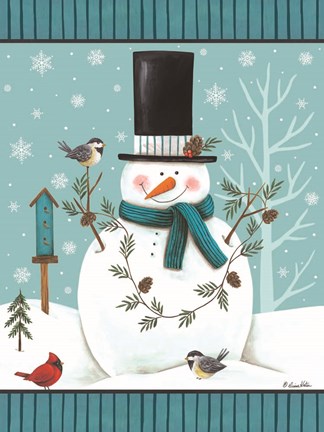 Framed Top Hat Snowman Print