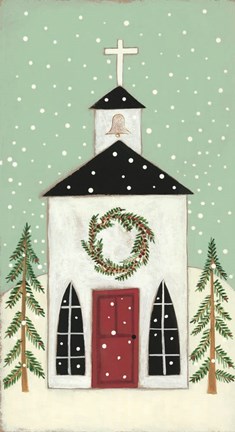 Framed Church in the Snow Print