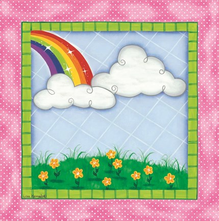 Framed Rainbow &amp; Clouds Print