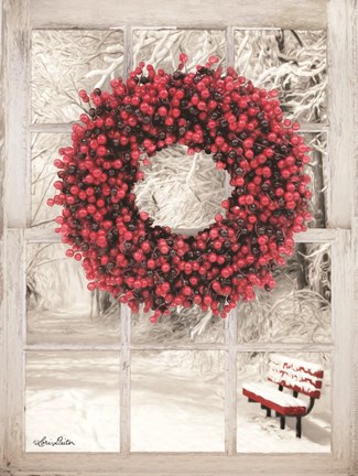 Framed Beaded Wreath View I Print
