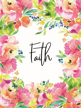 Framed Faith Watercolor Flowers Print