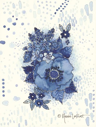 Framed Crazy Blue Flowers Print