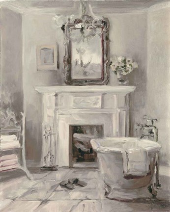 Framed French Bath IV Gray Print