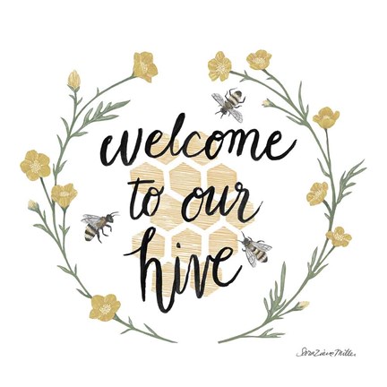 Framed Happy to Bee Home III Welcome Print