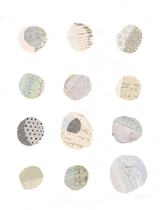 Framed Geometric Collage II on White Neutral Print