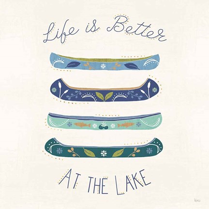 Framed Otomi Lake VI Canoes Print