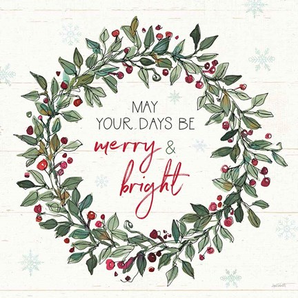 Framed Holiday on the Farm IX Merry and Bright Print