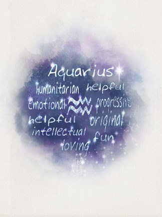 Framed Starlight Astology Aquarius Print