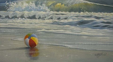 Framed Beach Ball in Surf Print