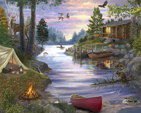 Framed Cabin Lake Print