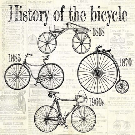 Framed History Of The Bicycle A Print