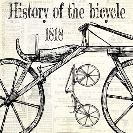 Framed History Of The Bicycle B Print