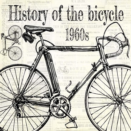 Framed History Of The Bicycle E Print