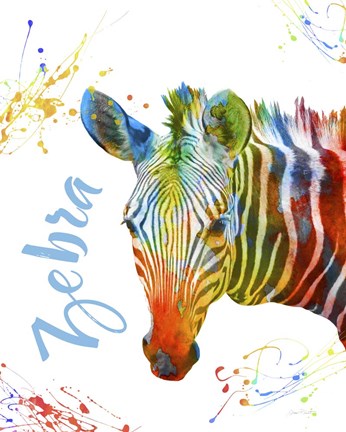 Framed Colorful Safari Animals A Print