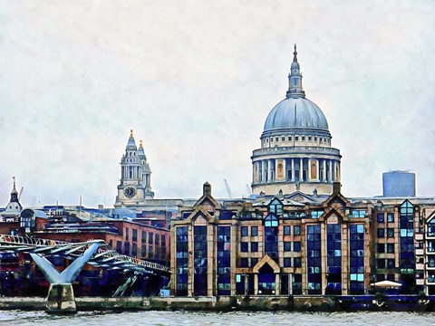 Framed Millennium Bridge to St Paul&#39;s Cathedral London Print