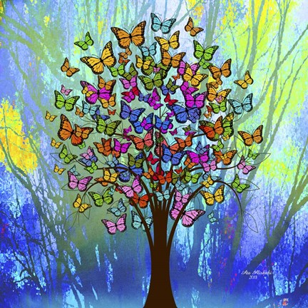 Framed Butterflies Tree Print