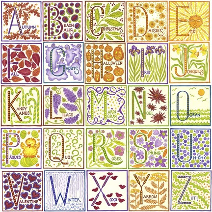 Framed Alphabet Collage 1 Print