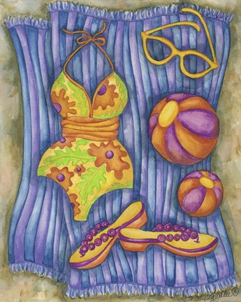 Framed Bathing Suits With Balls Print