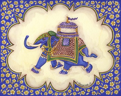 Framed Elephant Cartouche AP Print