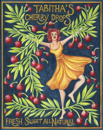 Framed Food Labels Cherry Drops Print